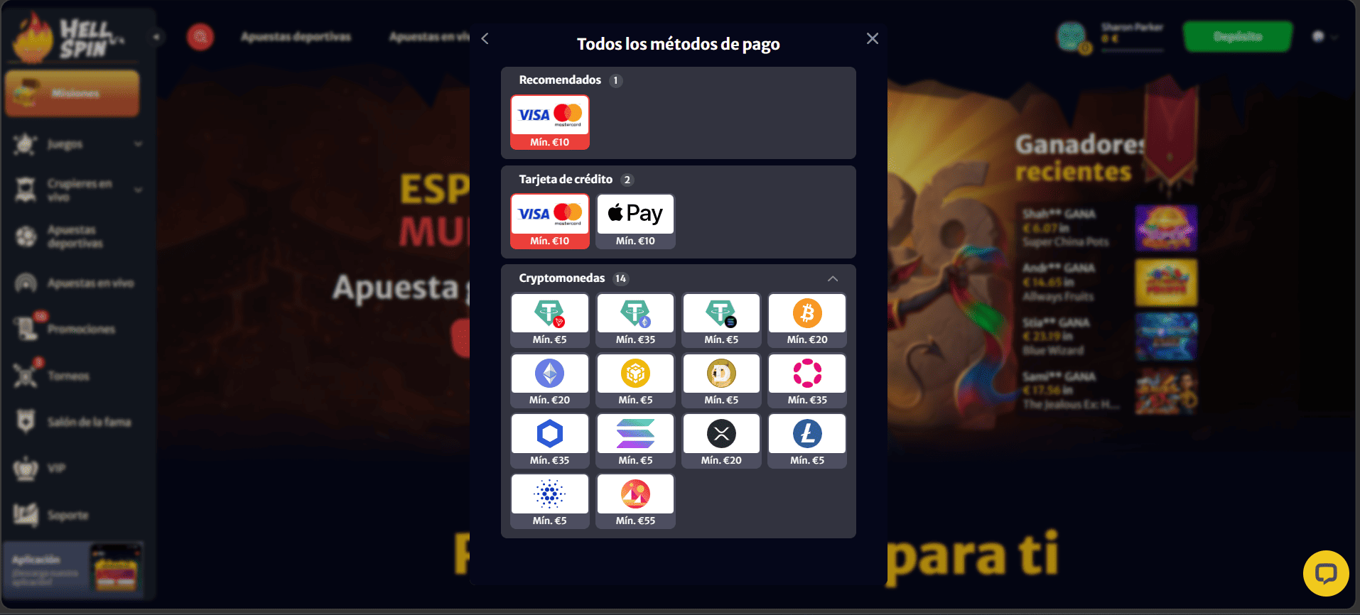 Cómo hacer un depósito Hellspin